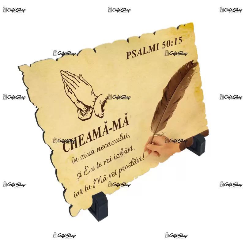 Cheama-ma in ziua necazului si eu te voi izbavi, placheta cu mesaj, model a